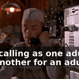 I'm calling as one adult to another for an adult...