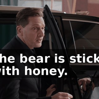 The bear is sticky with honey.