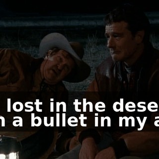 and lost in the desert with a bullet in my ass?