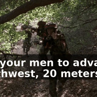 Tell your men to advance northwest, 20 meters.