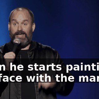 Then he starts painting his face with the marker.