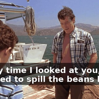 Every time I looked at you, I wanted to spill the beans but...