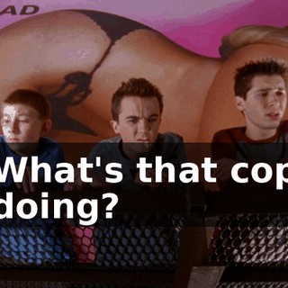 What's that cop doing?