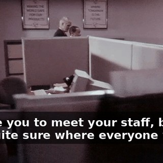 I'd like you to meet your staff, but I'm not quite sure where everyone went.