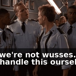 No, we're not wusses. We can handle this ourselves.