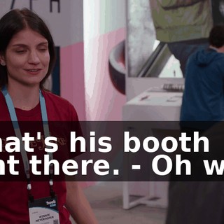 - That's his booth right there. - Oh wow.