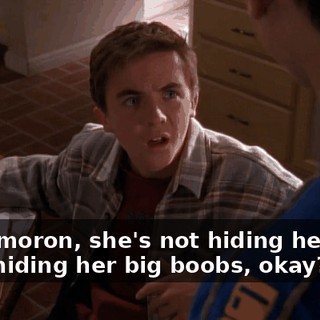 Look, moron, she's not hiding her butt, she's hiding her big boobs, okay?