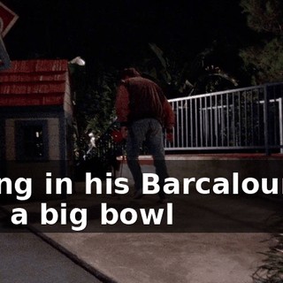 sitting in his Barcalounger with a big bowl