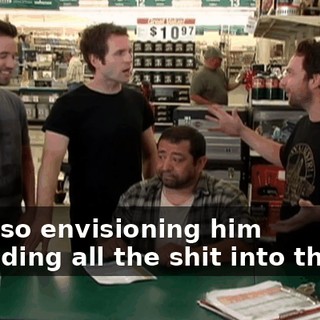 I'm also envisioning him unloading all the shit into the car.