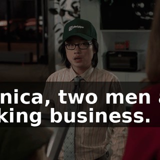 Monica, two men are talking business.