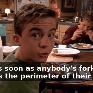 But as soon as anybody's fork leaves the perimeter of their plate,