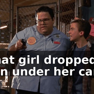 That girl dropped a can under her car.