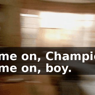 Come on, Champion. Come on, boy.