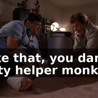 Take that, you damn dirty helper monkey!
