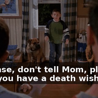 - Please, don't tell Mom, please. - Do you have a death wish?