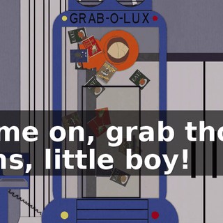 Come on, grab those cans, little boy!