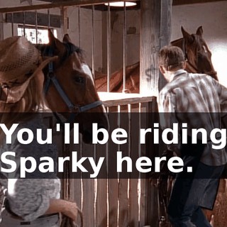 You'll be riding Sparky here.