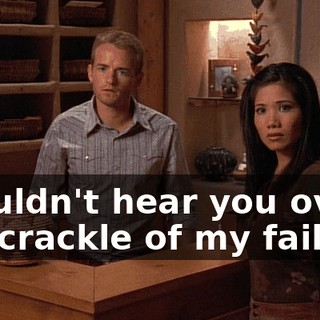 I couldn't hear you over the crackle of my failure.