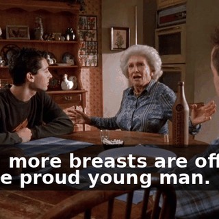 Then more breasts are offered to the proud young man.