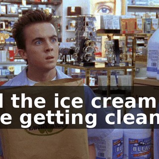 and the ice cream case getting cleaned,