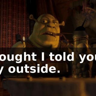I thought I told you to stay outside.