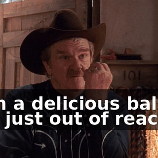 with a delicious bale of hay just out of reach.
