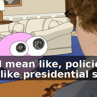 No, I mean like, policies, and like presidential stuff.