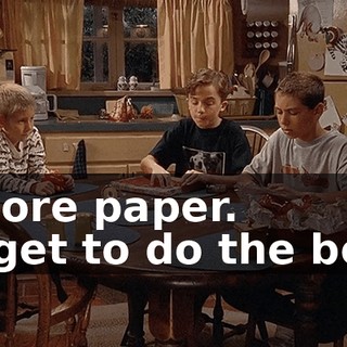 - More paper. - I get to do the bow.