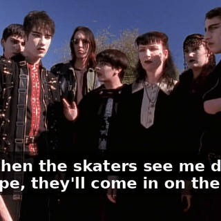 And when the skaters see me drop my cape, they'll come in on the flank.