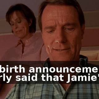 The birth announcement clearly said that Jamie's a--