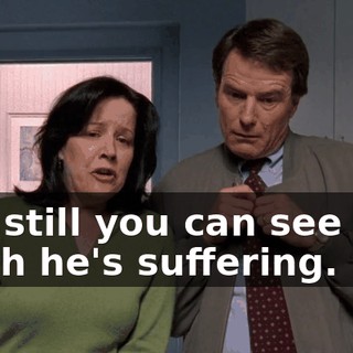 and still you can see how much he's suffering.