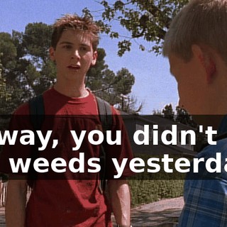 No way, you didn't pull any weeds yesterday.