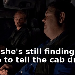 and she's still finding time to tell the cab driver