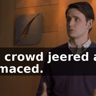 the crowd jeered and grimaced.