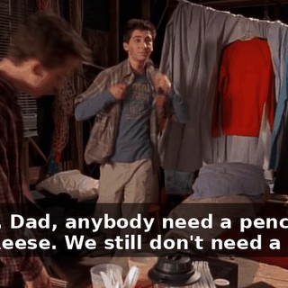 - Mom, Dad, anybody need a pencil? - No, Reese. We still don't need a pencil.