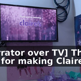 [narrator over TV] Thank you for making Claire's