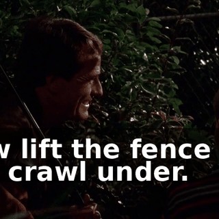 Now lift the fence so I can crawl under.