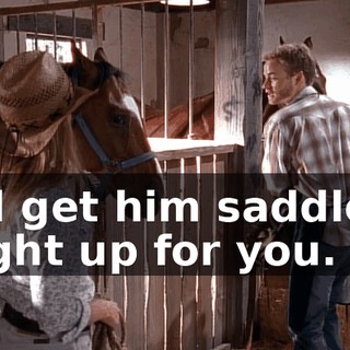 I'll get him saddled right up for you.