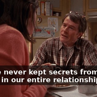 We've never kept secrets from each other in our entire relationship.