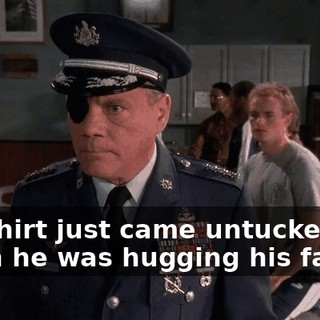 His shirt just came untucked when he was hugging his father.