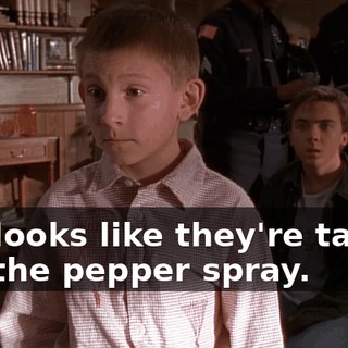 Oh, looks like they're taking out the pepper spray.