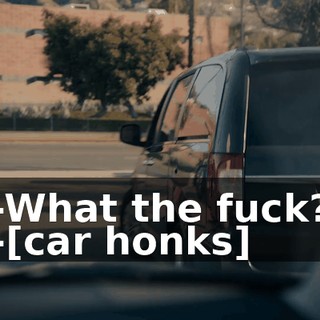 -What the fuck? -[car honks]