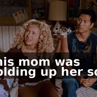 This mom was holding up her son