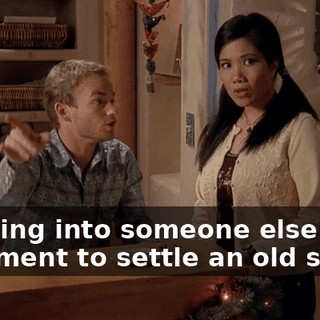 Jumping into someone else's argument to settle an old score.