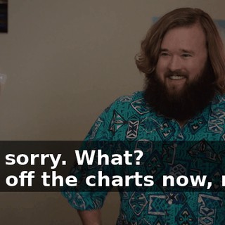 - I'm sorry. What? - It's off the charts now, man!