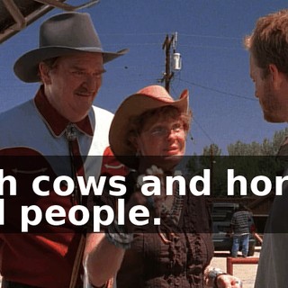 with cows and horses and people.