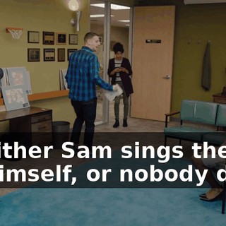 so either Sam sings the ad by himself, or nobody does.