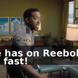 He has on Reeboks. So fast!