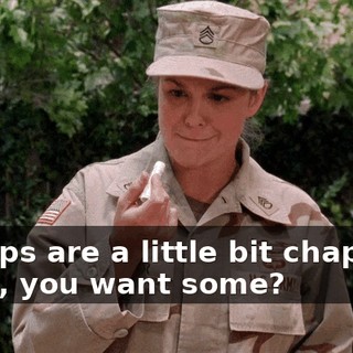 My lips are a little bit chapped. Here, you want some?