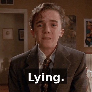 Lying.